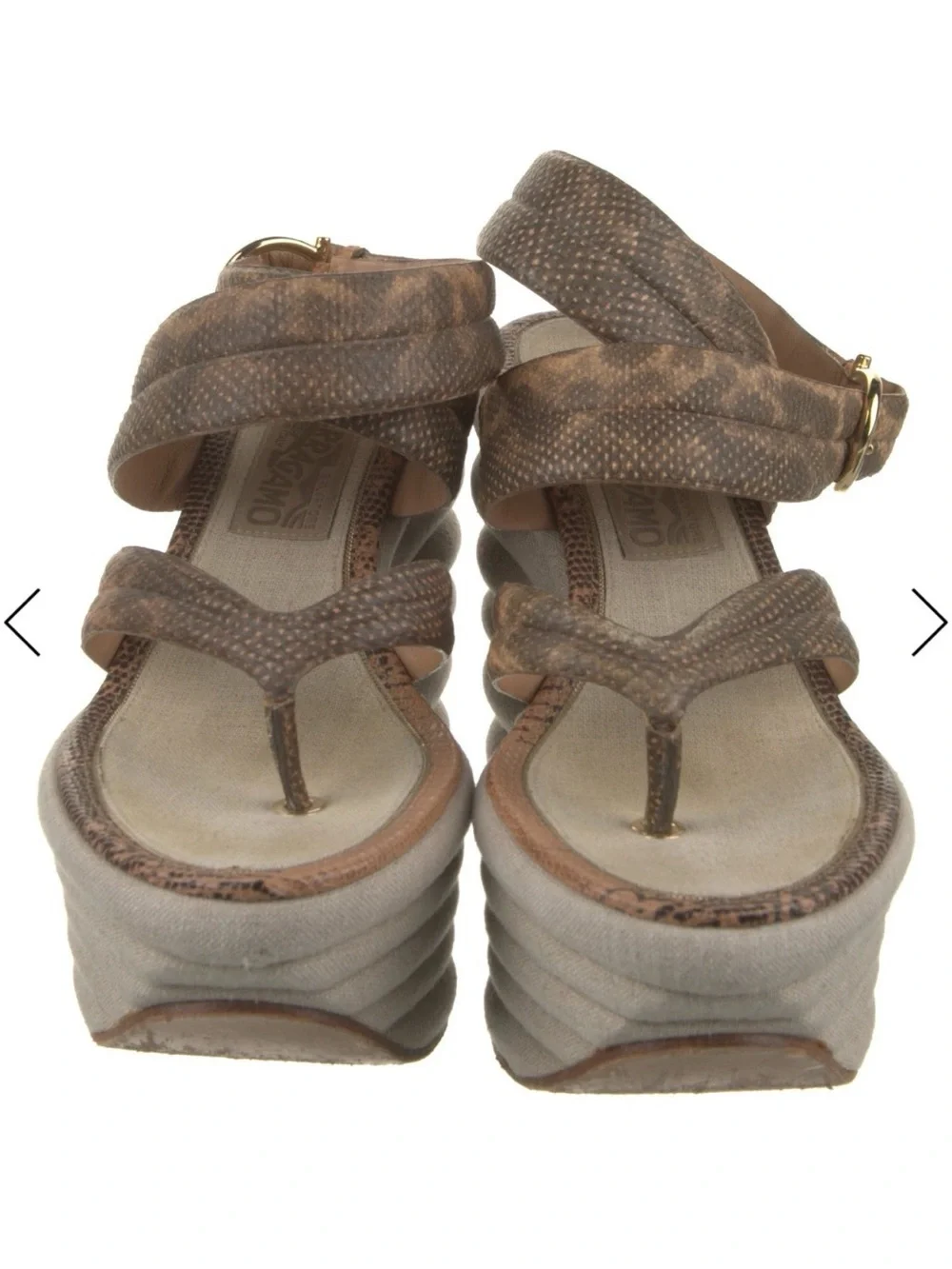 Ferragamo Rey Platform Ankle-Strap Sandal in Brown animal print